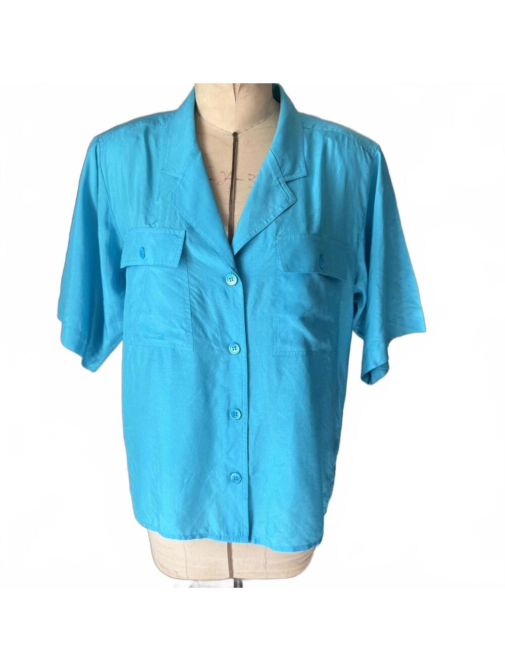 Evan Picone Blue Button Up Blouse